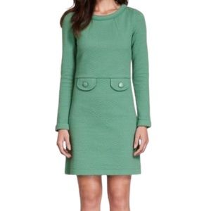 Boden green 60’s style long sleeve knit dress